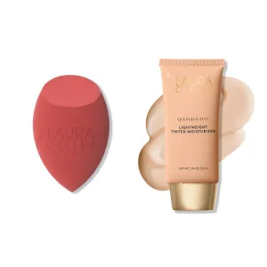 LAURA GELLER Quench-n-Tint Hydrating Lightweight Tinted Moisturizer, Light   Latex-Free Full Face Makeup Blending Sponge - Sheer Foundation for Daily Use