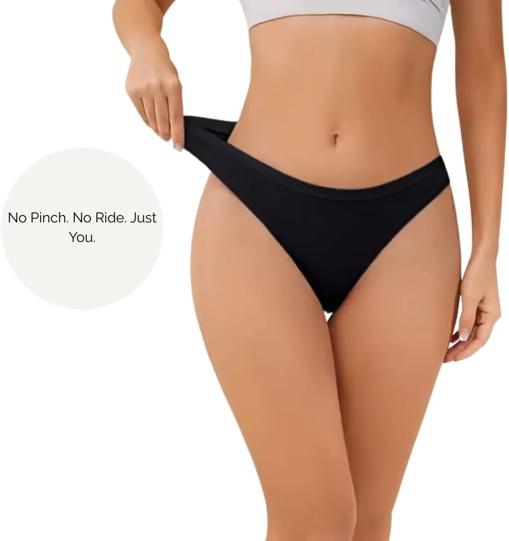 Leisure Pursuit Women’s Modal Thong Underwear – Soft Stretch Tanga Panties, Lightweight & Breathable – 6-Pack Basics