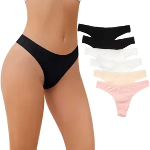 Leisure Pursuit Women’s Modal Thong Underwear – Soft Stretch Tanga Panties, Lightweight & Breathable – 6-Pack Basics