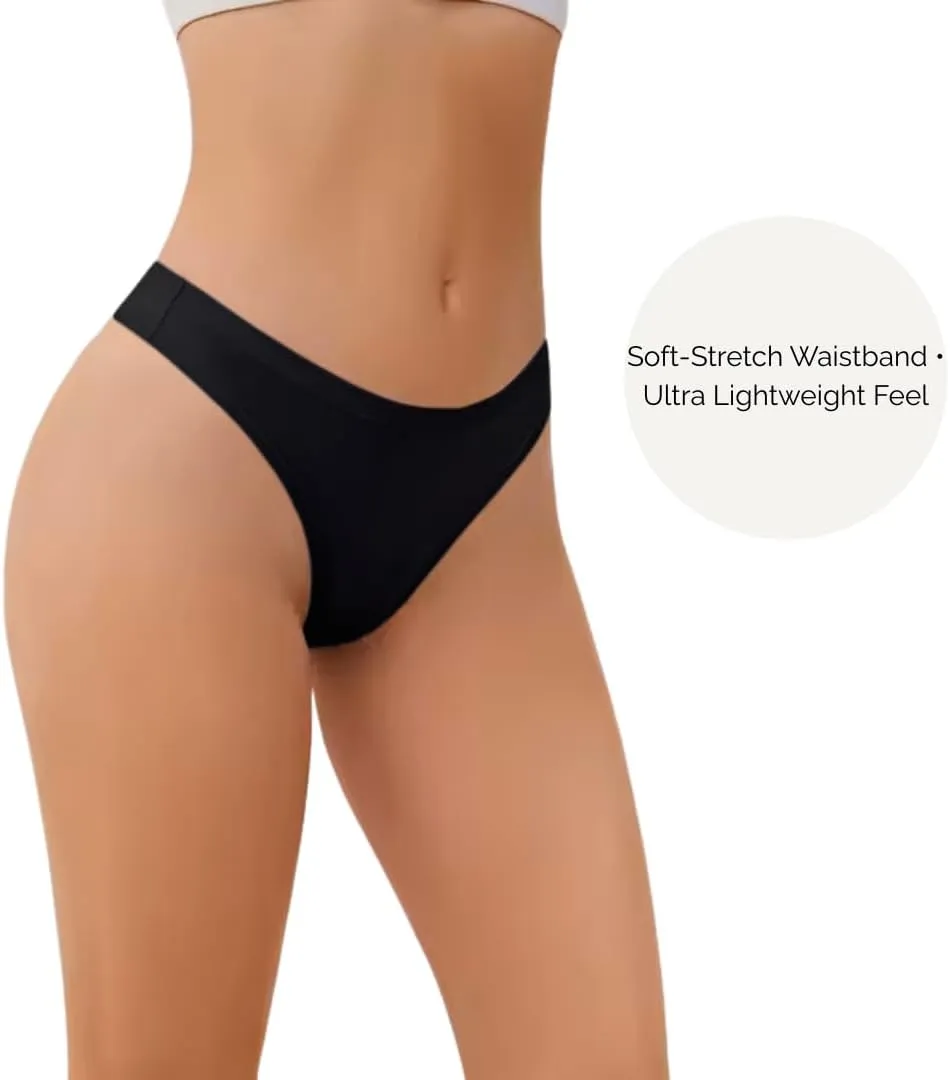 Leisure Pursuit Women’s Modal Thong Underwear – Soft Stretch Tanga Panties, Lightweight & Breathable – 6-Pack Basics
