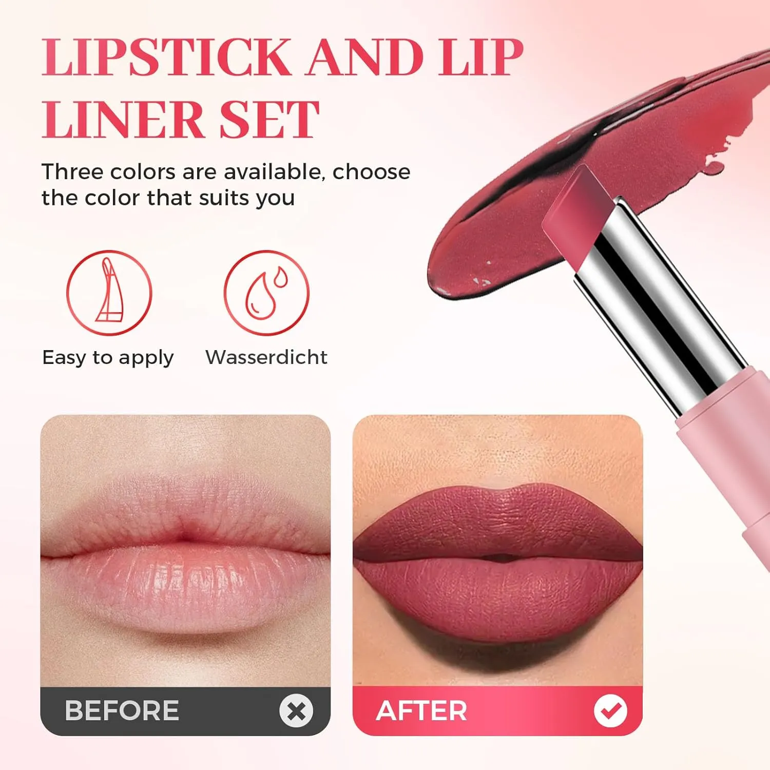 Lifter Glaze Lip Balm, 2025 New Moisturizing Lipstick, Portable 2 In 1 Lip Liner And Lipstick Set For Daily Makeup, Sweet Pink Lipsticks For Women (#08)