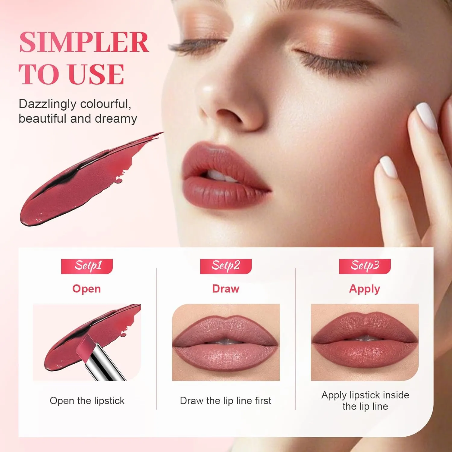 Lifter Glaze Lip Balm, 2025 New Moisturizing Lipstick, Portable 2 In 1 Lip Liner And Lipstick Set For Daily Makeup, Sweet Pink Lipsticks For Women (#08)