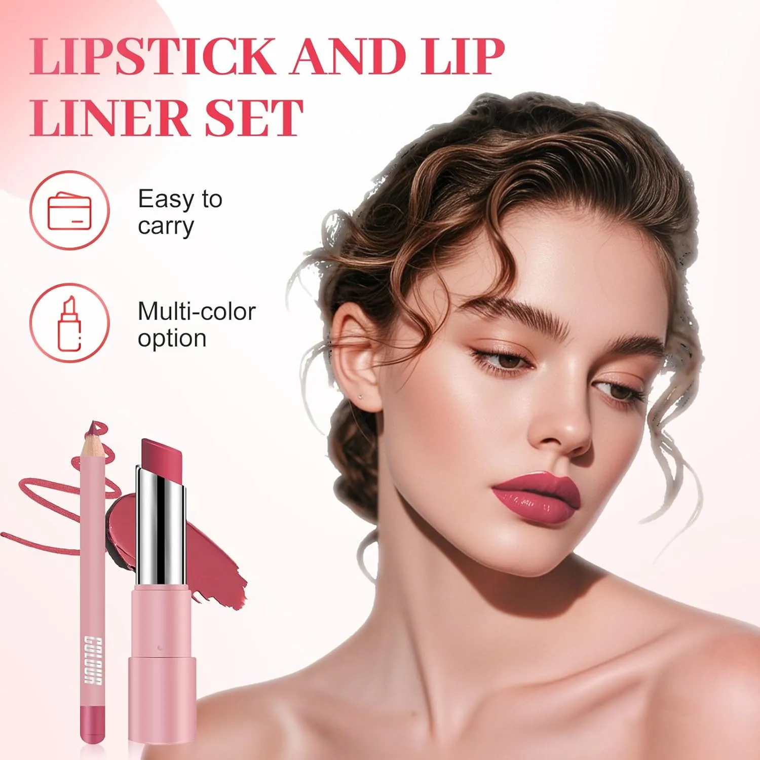 Lifter Glaze Lip Balm, 2025 New Moisturizing Lipstick, Portable 2 In 1 Lip Liner And Lipstick Set For Daily Makeup, Sweet Pink Lipsticks For Women (#08)