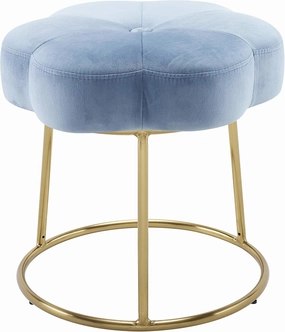 Linon Light Blue and Gold Vanity and Accent Talulah Stool