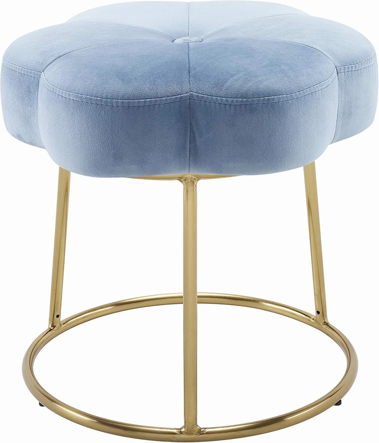 Linon Light Blue and Gold Vanity and Accent Talulah Stool