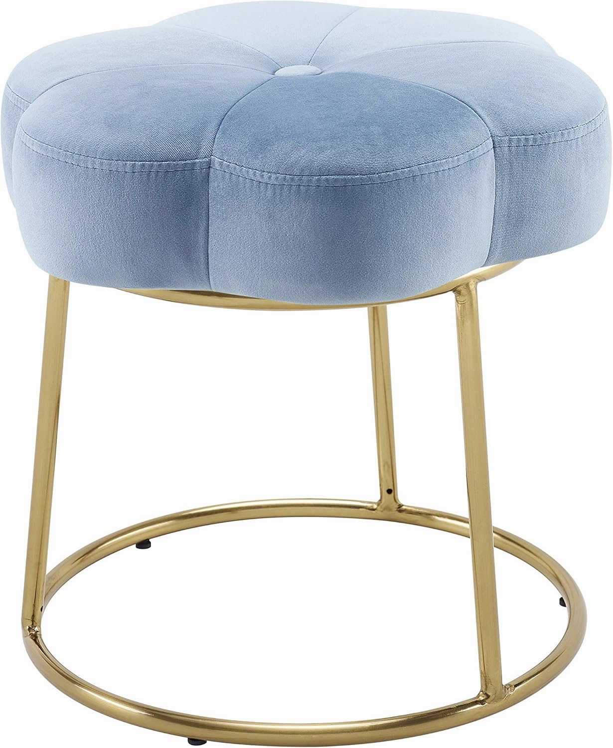 Linon Light Blue and Gold Vanity and Accent Talulah Stool