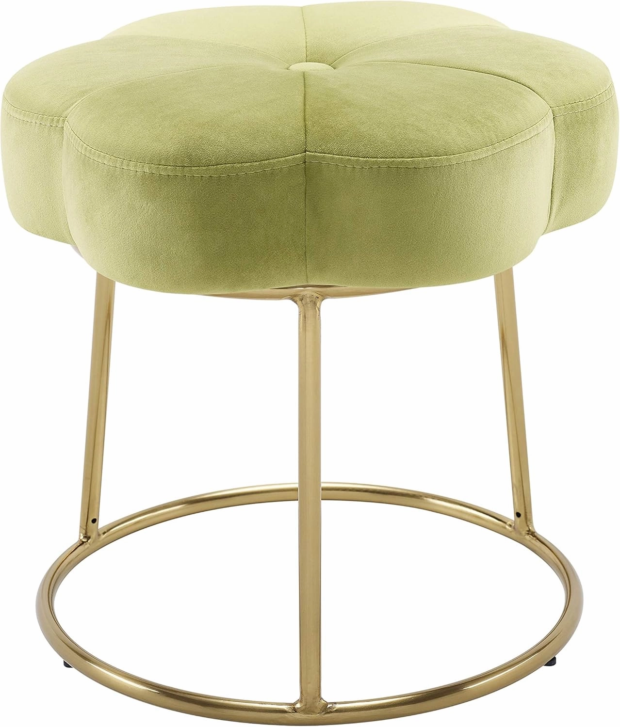 Linon Light Green and Gold Vanity and Accent Talulah Stool