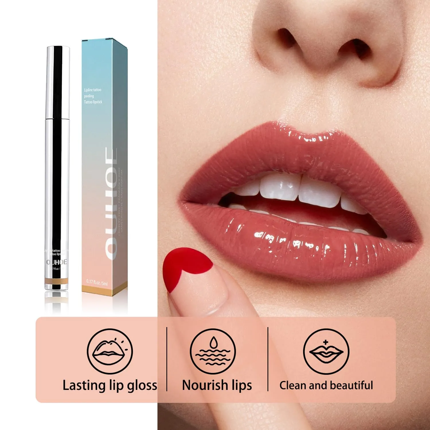 Lip Liner, Waterproof Lipstick, Wine Red, Long-Lasting Lip Gloss, Moisturized Lips, Clean and Beautiful (Wine Red, 1)