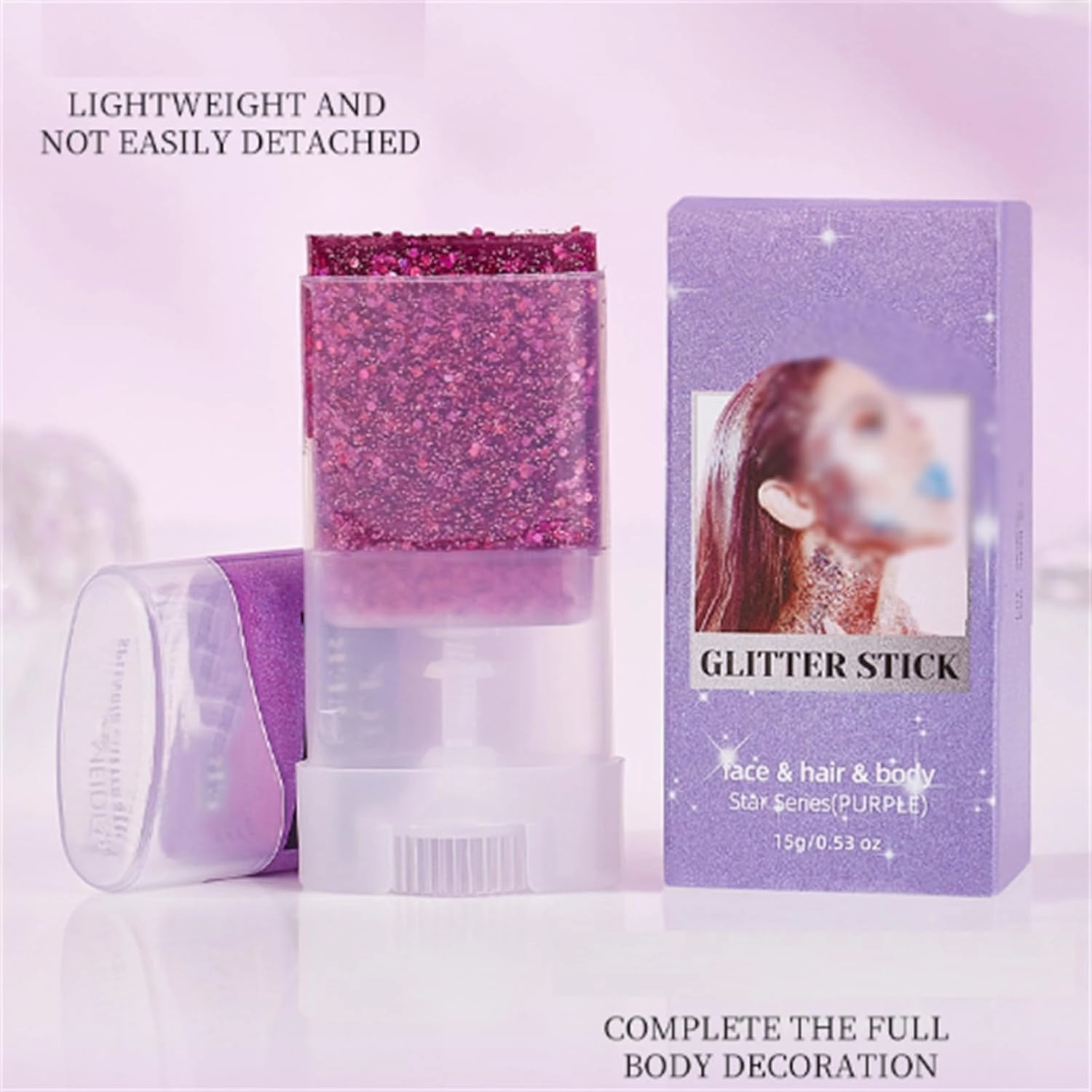 Liplaya Glitter Stick, Body Glitter Stick, Singer Concert Outfit Face Glitters Makeup Sparkling Mermaid Sequin Chunky Face Pain for Faces and Body, Long-Lasting Shine (Gold Pink Purple)