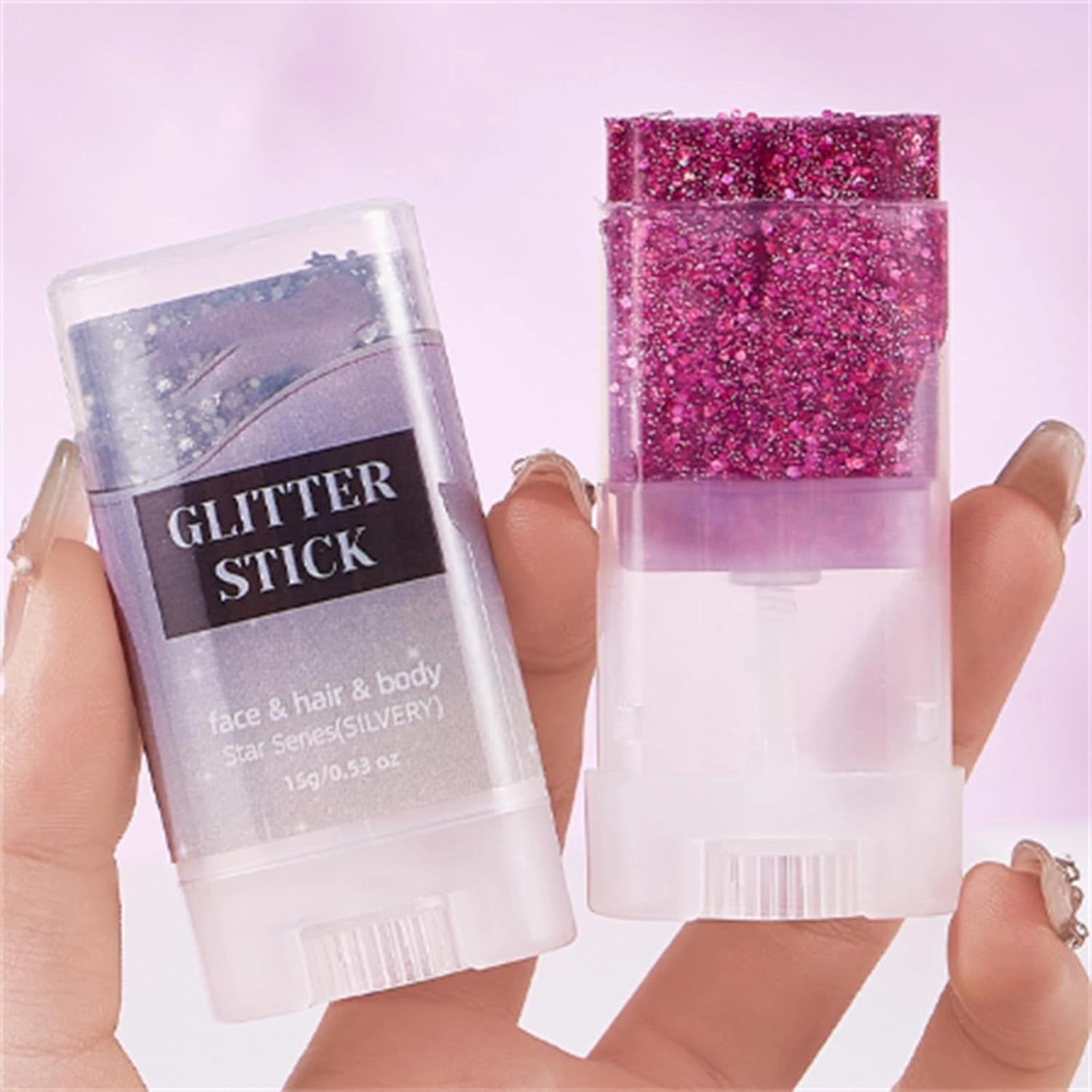 Liplaya Glitter Stick, Body Glitter Stick, Singer Concert Outfit Face Glitters Makeup Sparkling Mermaid Sequin Chunky Face Pain for Faces and Body, Long-Lasting Shine (Silver Blue Green)