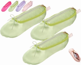 Litex Ballet Slipper Makeup Bag，Small Cosmetic Bag for Trip Portable Cosmetic Travel Bag, Suitable for Storing Lipstick, Eyebrow and Eyeliner, Gift for Dancers Cosmetic Organizer Bag (Green*3pcs)