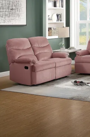 Luxurious Velvet Blush Pink Recliner Loveseat for Relaxation, Soft Plush Armrests, Movie Nights and Reading in Style