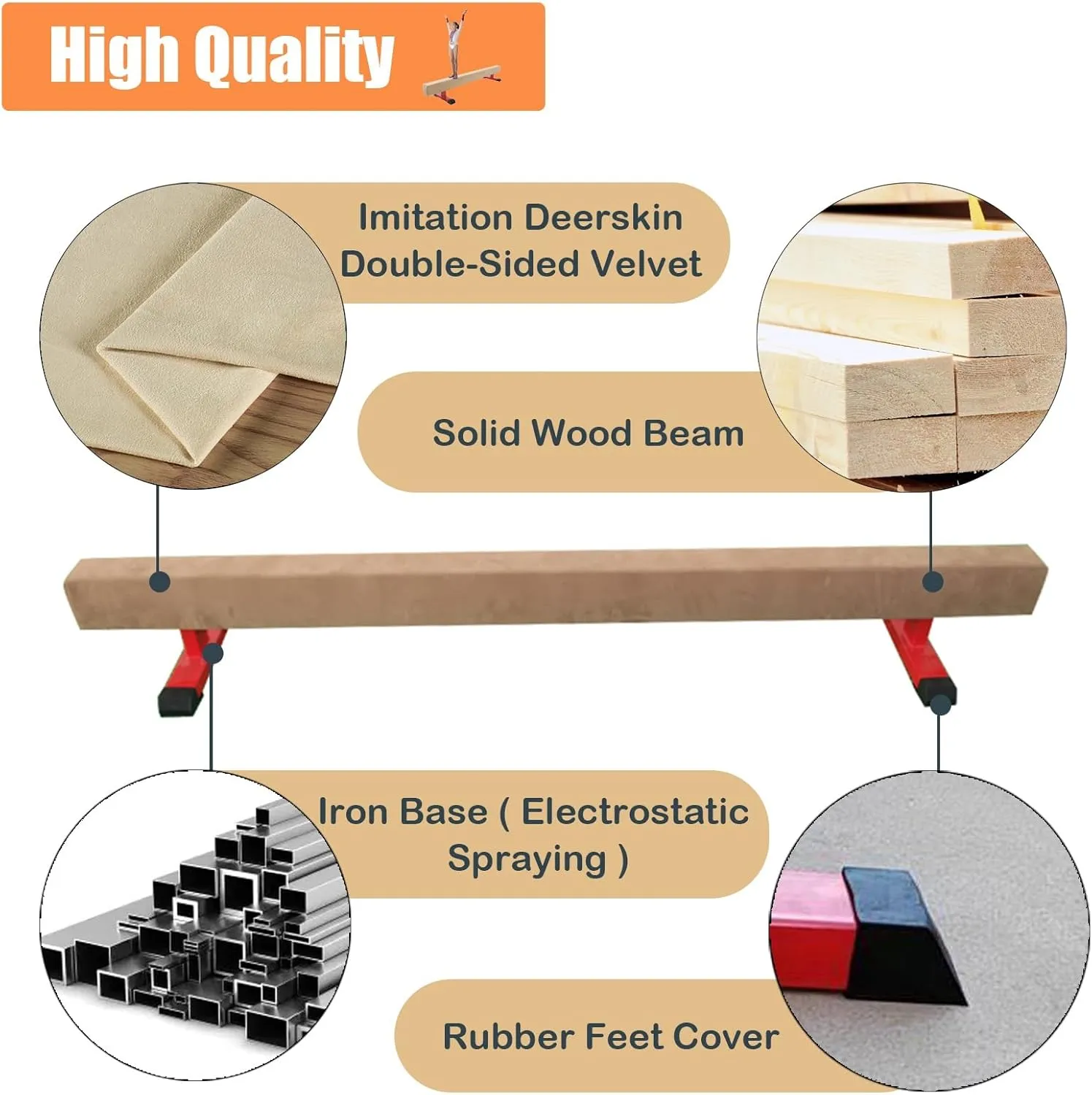 LXLZYXSF Large Home Balance Beam for Kids Teens Adults, 8 7 6 5 ft Wood Gymnastic Training Beam with Rubber Anti-Slip Bottom, Gifts for Daughters