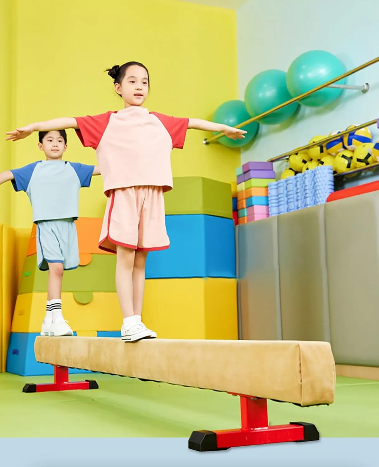 LXLZYXSF Large Home Balance Beam for Kids Teens Adults, 8 7 6 5 ft Wood Gymnastic Training Beam with Rubber Anti-Slip Bottom, Gifts for Daughters