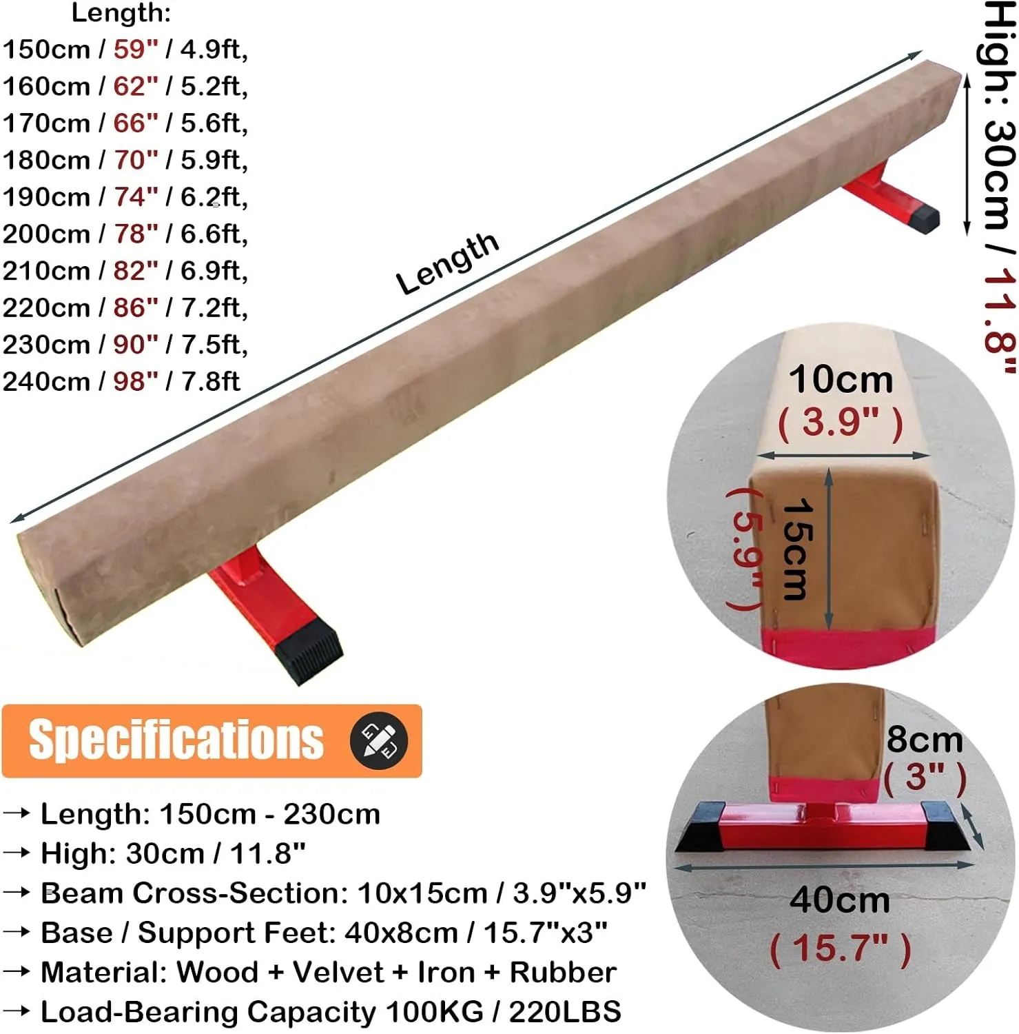 LXLZYXSF Starters Practice Beam for Little Gymnasts, Gymnastics Skills Training Balance Beam with Anti-Slip Base, Gym Kindergarten Sports Equipment, Gifts for Girls Children
