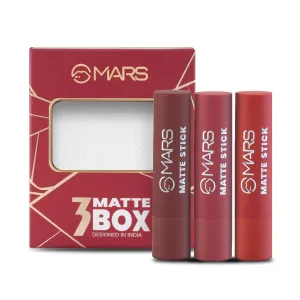 M. Matte Box .co.in Lipstick Set, 3 Long-Lasting Shades, Red & Maroon, 3.2g Each