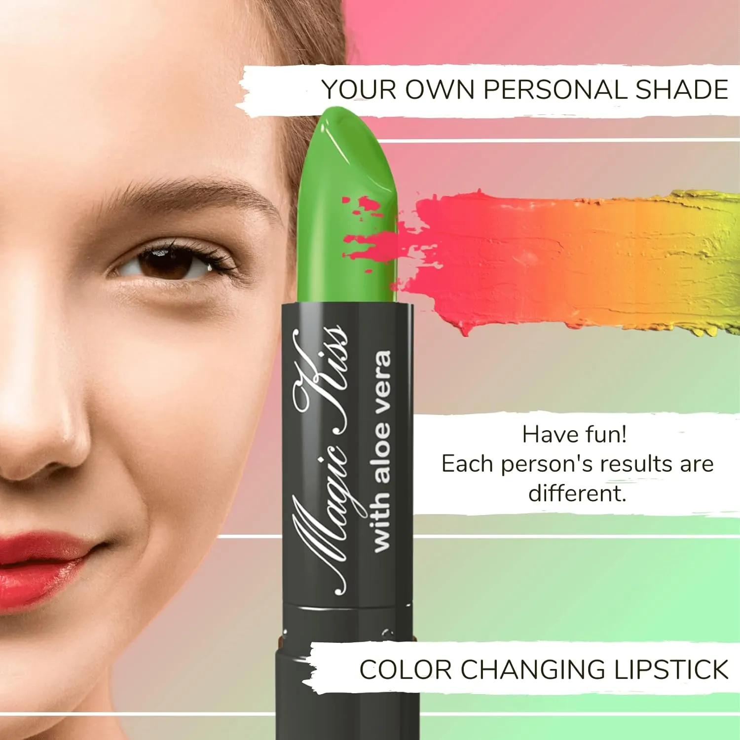 Magic Kiss Lipstick Set Aloe Vera Color Changing 6 Pack MADE IN USA (Black)