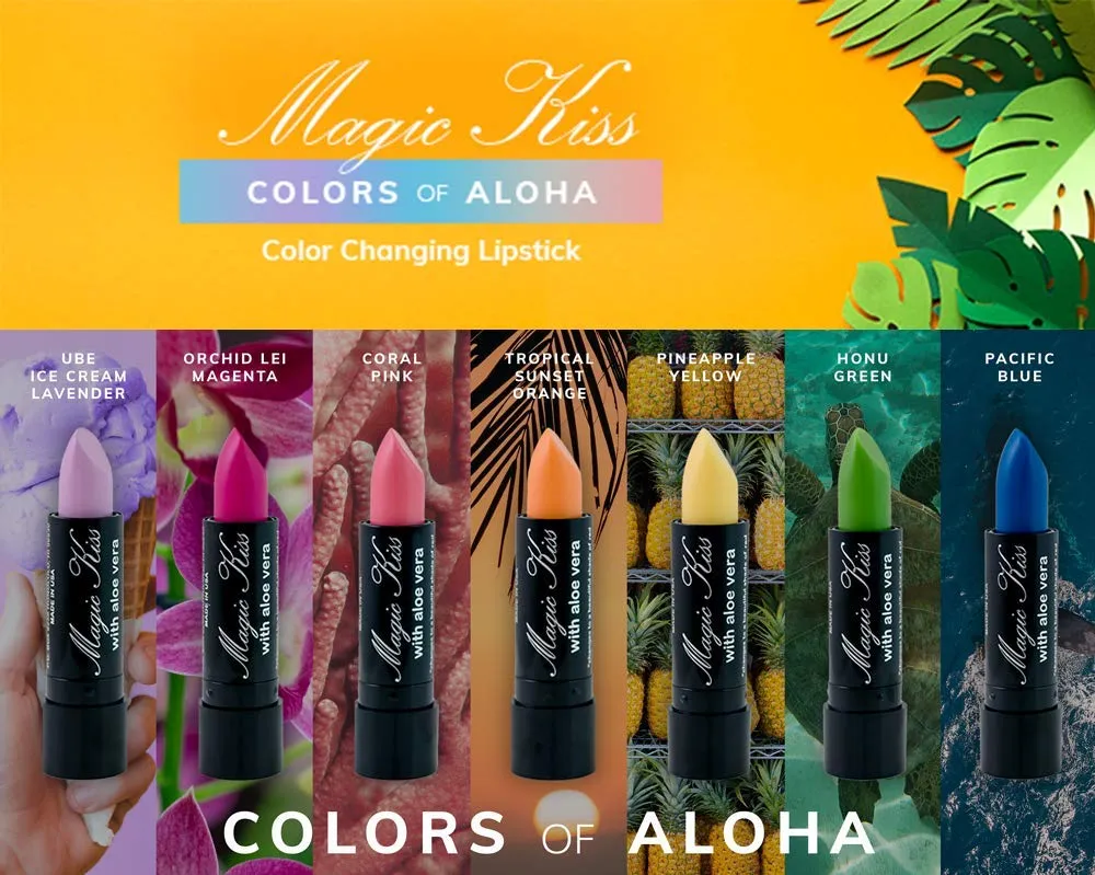 Magic Kiss Lipstick Set Aloe Vera Color Changing 6 Pack MADE IN USA (Black)