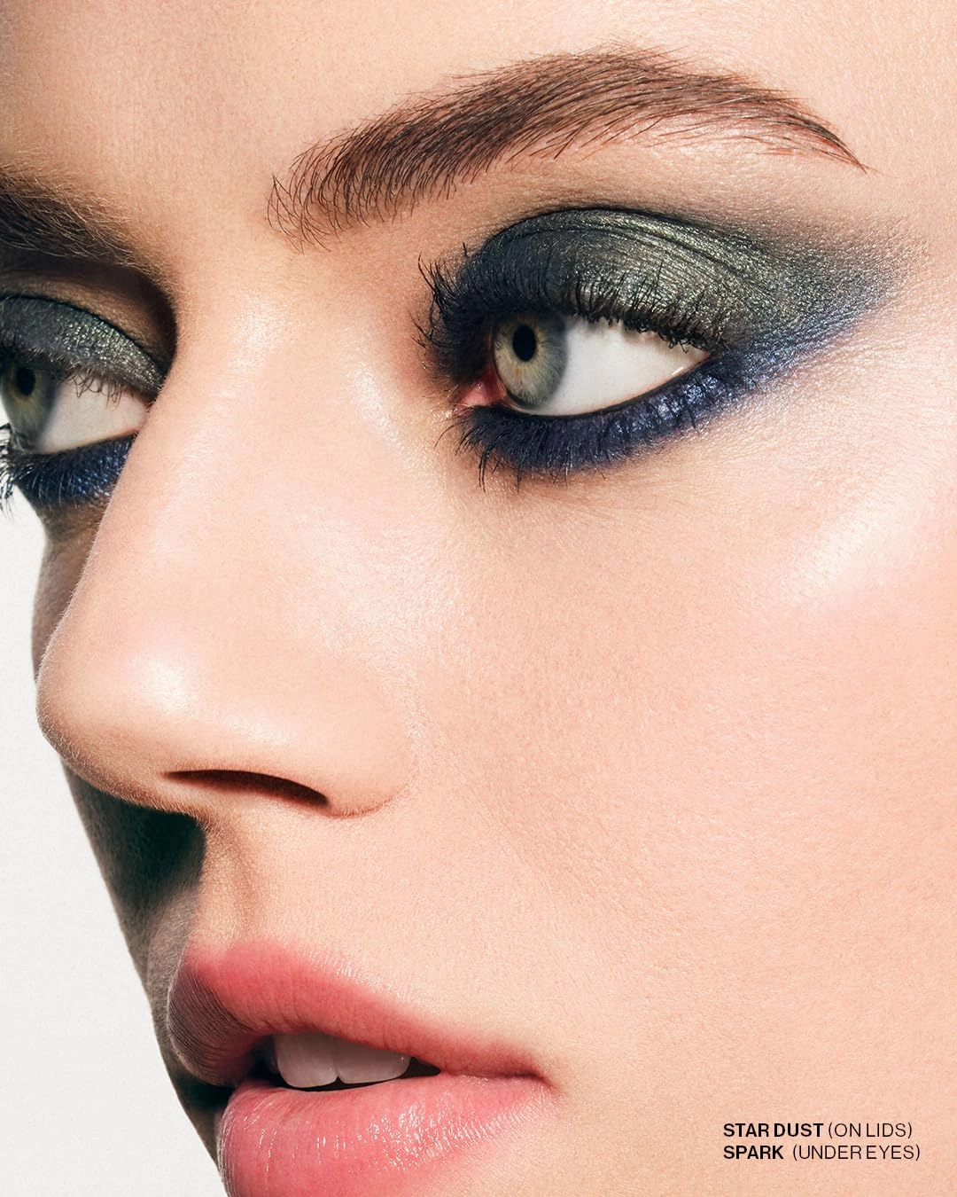 MAKE Beauty Multi-Chromatic Eye Shadow. Metal Reflecting Luminous Foil Finish Creamy, Buildable, Dimensional Long-wear, Crease-proof Powder Eyeshadow, Multichrome Shade - Stardust, Emerald Green