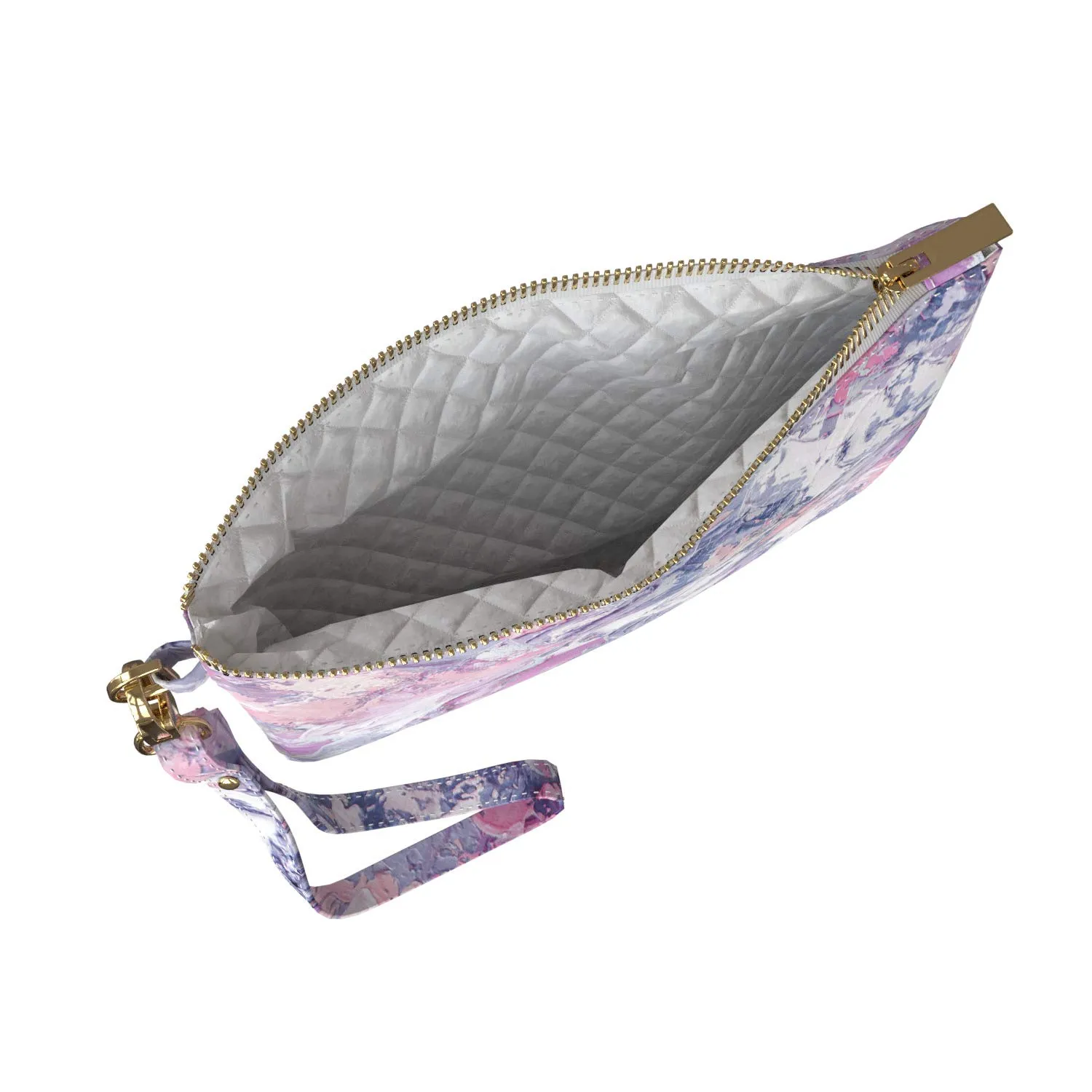 Makeup Bag 9.5 x 6 inch Purple Abstract Storage Strap Accessories Portable Organizer Design Cosmetic Oil Creative Purse Pouch Pink Paint Strokes Print PU Leather Toiletry Zipper Travel Case
