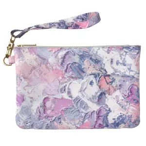 Makeup Bag 9.5 x 6 inch Purple Abstract Storage Strap Accessories Portable Organizer Design Cosmetic Oil Creative Purse Pouch Pink Paint Strokes Print PU Leather Toiletry Zipper Travel Case