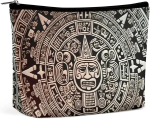 Makeup Bag, Mayan Calendar End of The World Print Portable Cosmetic Bag Travel Makeup Bag Cosmetic Organizer Zippered Cosmetic Bag Makeup Pouch