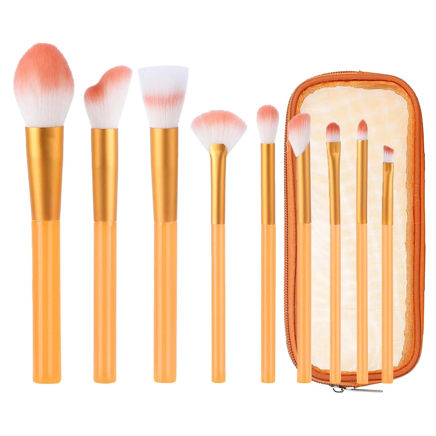 Makeup Brushes with Organizer Bag, 9 Pcs Premium Synthetic Flat Foundation Brush,Concealer Eyeshadow Eyeliner Contour Powder Blending Brush Set,Gifts for Women