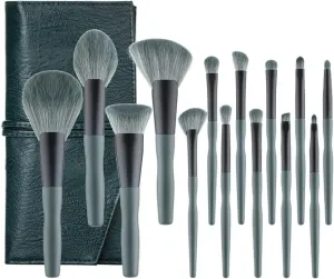 Makeup Brushes,14Pcs Soft Makeup Brush Set Green Makeup Foundation Powder Blush Eyeshadow Lip Gloss Makeup Brush Kit Make Up Tool