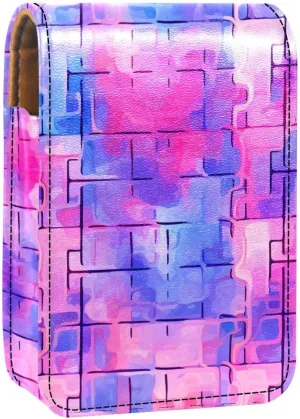 Makeup Organizer,Makeup Lipstick Case for Outside Mini Bag Travel Cosmetic Pouch,Bright Pink Pattern Purple
