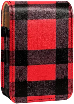 Makeup Organizer,Makeup Lipstick Case for Outside Mini Bag Travel Cosmetic Pouch,Classic Red Plaid