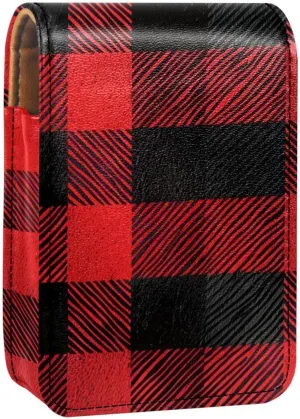Makeup Organizer,Makeup Lipstick Case for Outside Mini Bag Travel Cosmetic Pouch,Classic Red Plaid