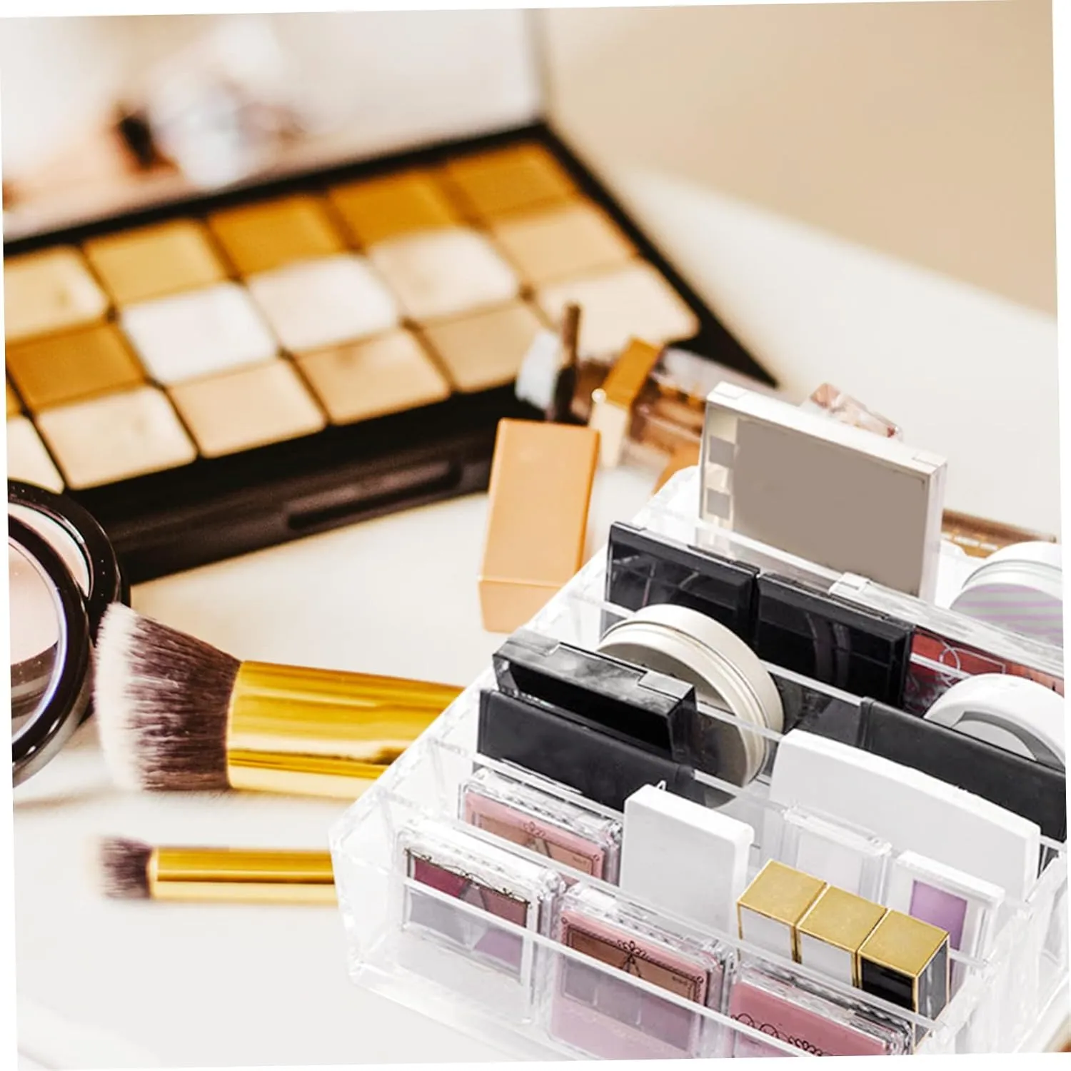Makeup Pallet Organizer Desktop Eyeshadow Palettes Holder Blusher Organizer Drawer Dividers