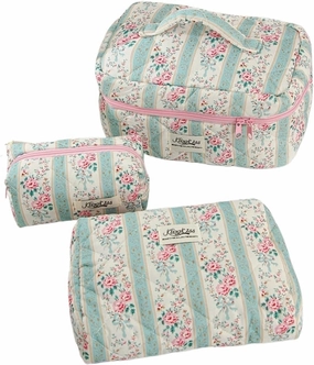 makeup bag 1pc/set green quilted makeup bag, ethnic floral, multifunctional portable(SML)