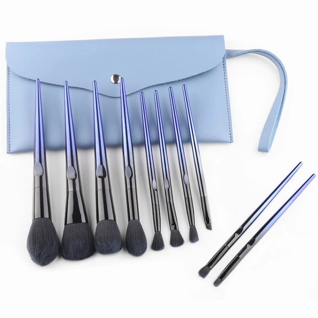 Makeup Brush 10 Pcs Makeup Brushes Synthetic Hair Foundation Blending Brush Tool Powder Eyeshadow Cosmetic Set Case Cosmetic Products(10pcs,Blue)