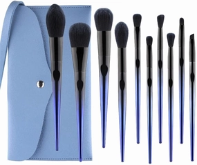 Makeup Brush 10 Pcs Makeup Brushes Synthetic Hair Foundation Blending Brush Tool Powder Eyeshadow Cosmetic Set Case Cosmetic Products(10pcs,Blue)