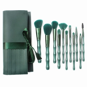 Makeup Brush Set 11pcs Bamboo Makeup Brushes, Premium Synthetic Make up Brush Kit Foundation Powder Blush Eyeshadow Eyebrow Contour concealer Designed Makeup Brushes Set with Case 39