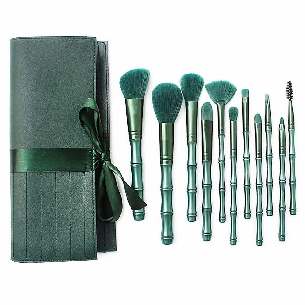 Makeup Brush Set 11pcs Bamboo Makeup Brushes, Premium Synthetic Make up Brush Kit Foundation Powder Blush Eyeshadow Eyebrow Contour concealer Designed Makeup Brushes Set with Case 39