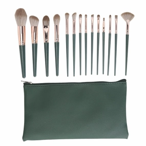 Makeup Brushes Set Silky Soft Eye Shadows Blush Set for Sensitive Skin Green Storage Bag