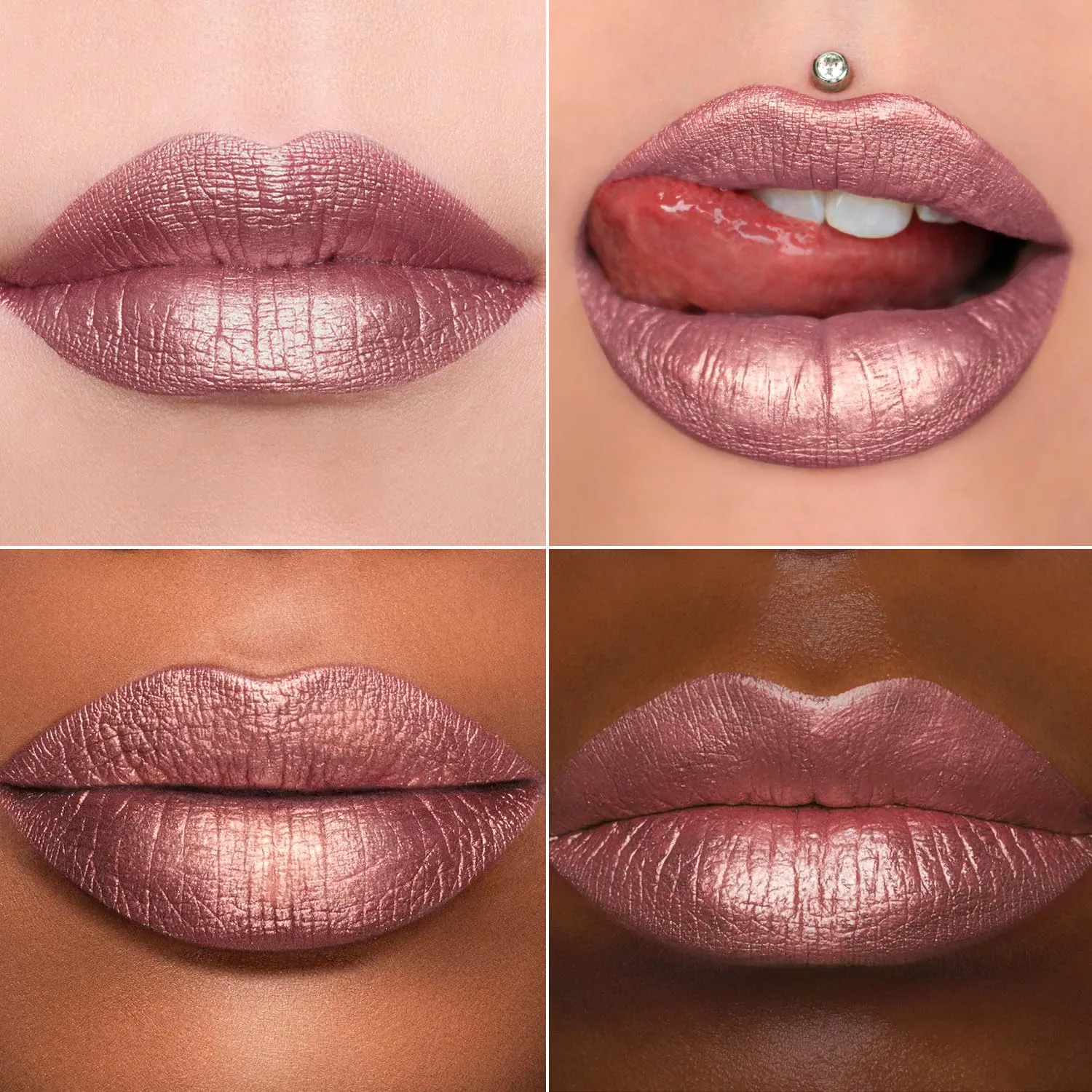 MAKI YIKA 3Pc Metallic Lipstick for Women, Red Pink Brown Glitter, Long Lasting, Full-Coverage Liquid Lip Gloss