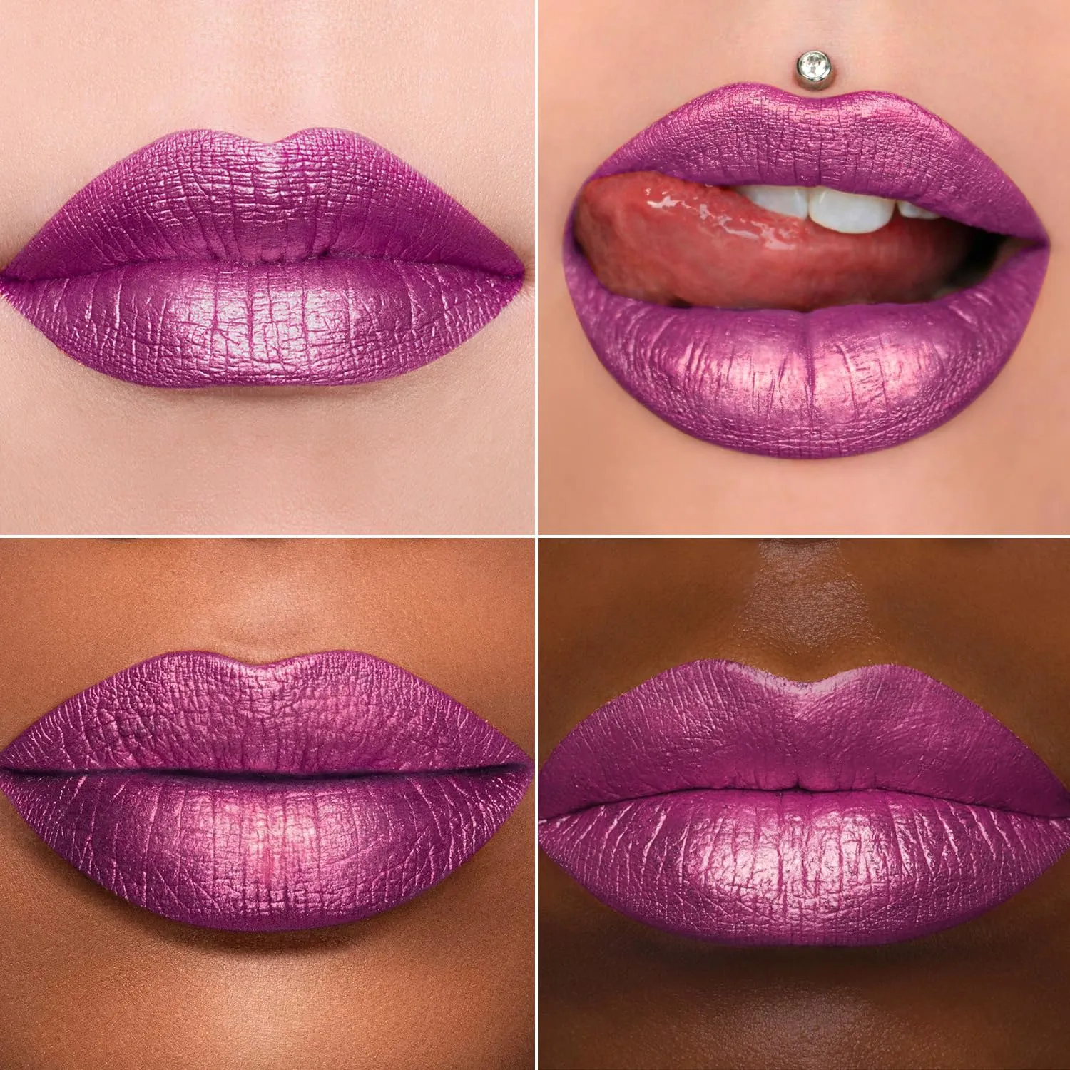 MAKI YIKA 3Pc Metallic Lipstick for Women, Red Pink Brown Glitter, Long Lasting, Full-Coverage Liquid Lip Gloss