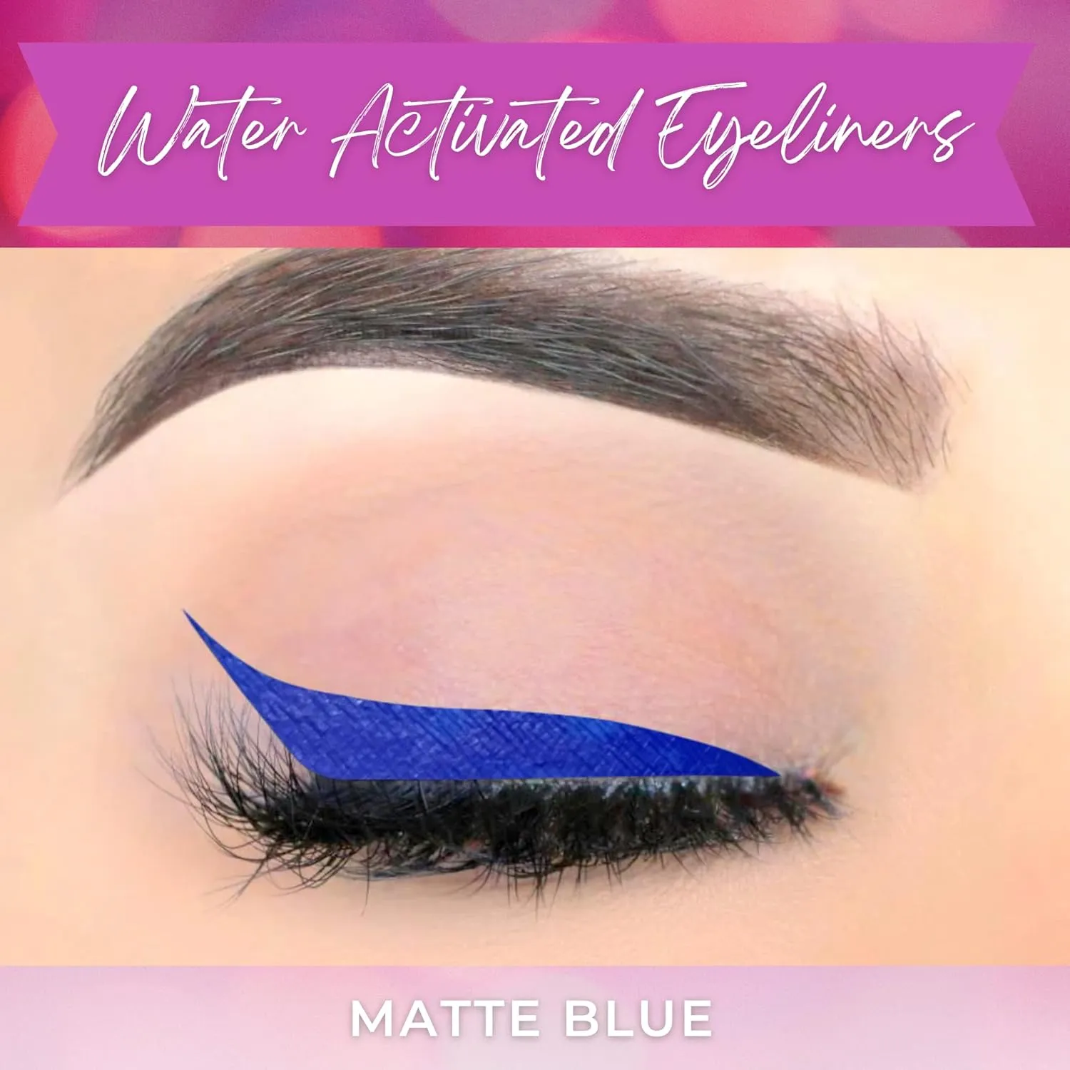 Matte Blue Cake Eyeliner with Applicator Brush - Water Activated Dry Pressed Eyeliner - Long-Lasting, Vibrant Color, Smudge Resistant - Vegan Cruelty Free Paraben Free (Matte Blue)