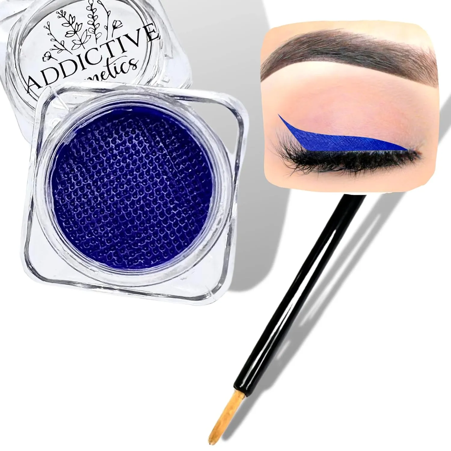 Matte Blue Cake Eyeliner with Applicator Brush - Water Activated Dry Pressed Eyeliner - Long-Lasting, Vibrant Color, Smudge Resistant - Vegan Cruelty Free Paraben Free (Matte Blue)