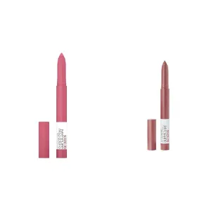 MAYBELLINE Super Stay Ink Crayon Lipstick Makeup Bundle with Built-in Sharpener, Long Lasting Matte Lip Color, 2 Count