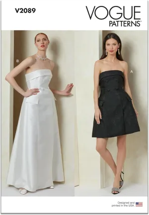 McCall's Misses' Close-Fitting Strapless Dress Sewing Pattern Packet, Design Code V2089, 4-6-8-10-12, Multicoloured