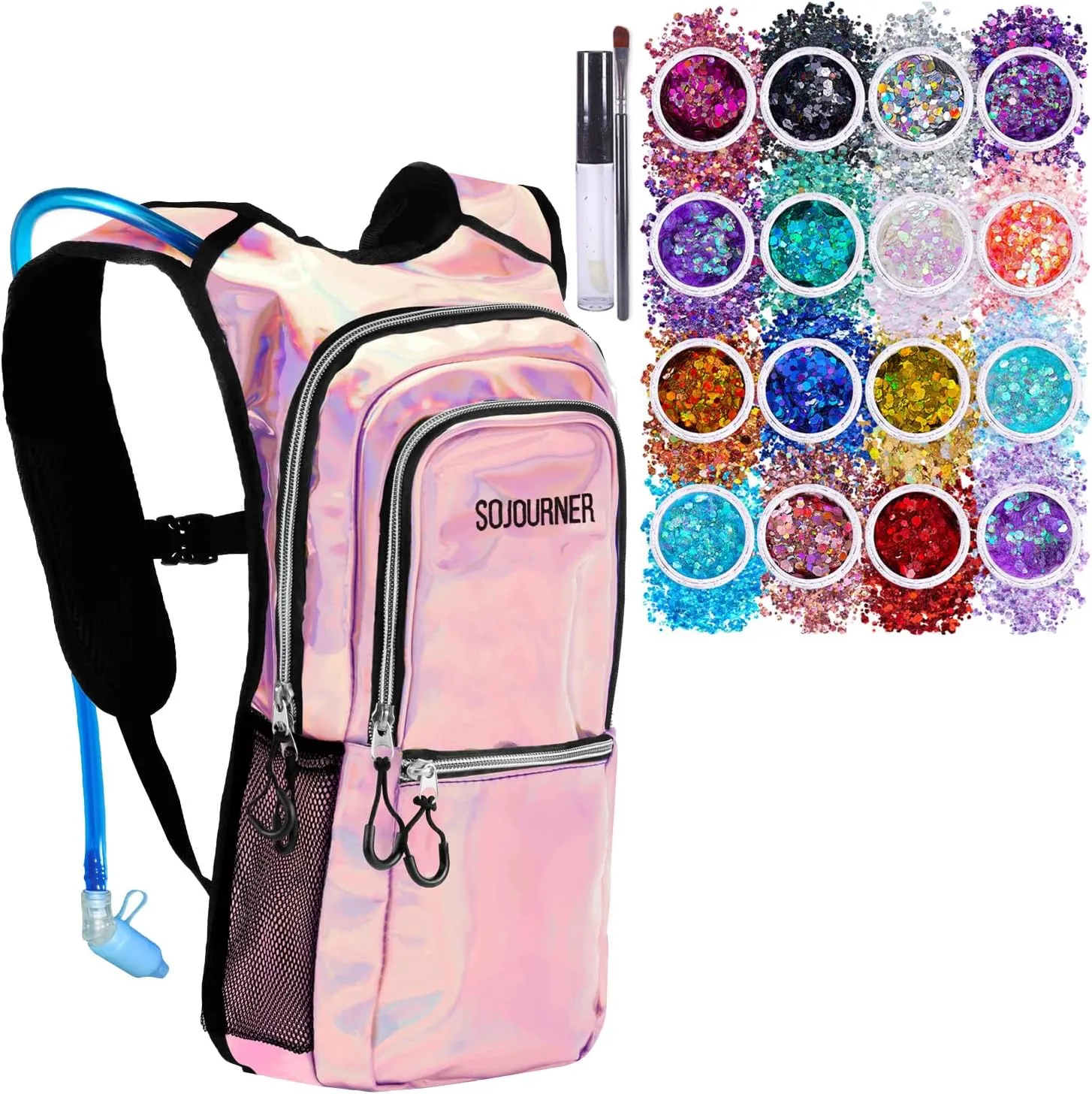 Medium Hydration Pack Holo pink bundle with 16 Pack Chunky glitters
