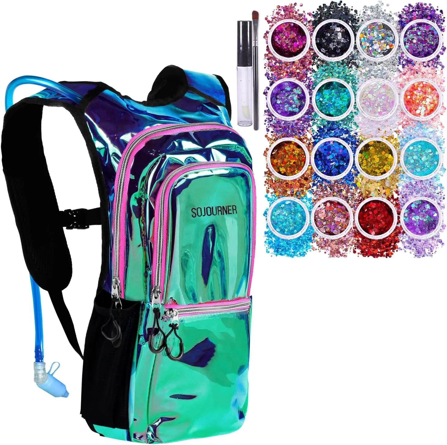 Medium Hydration Pack Laser Holographic - Purple Bundle with 16 Pack Chunky Glitters