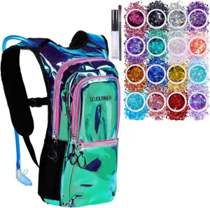 Medium Hydration Pack Laser Holographic - Purple Bundle with 16 Pack Chunky Glitters