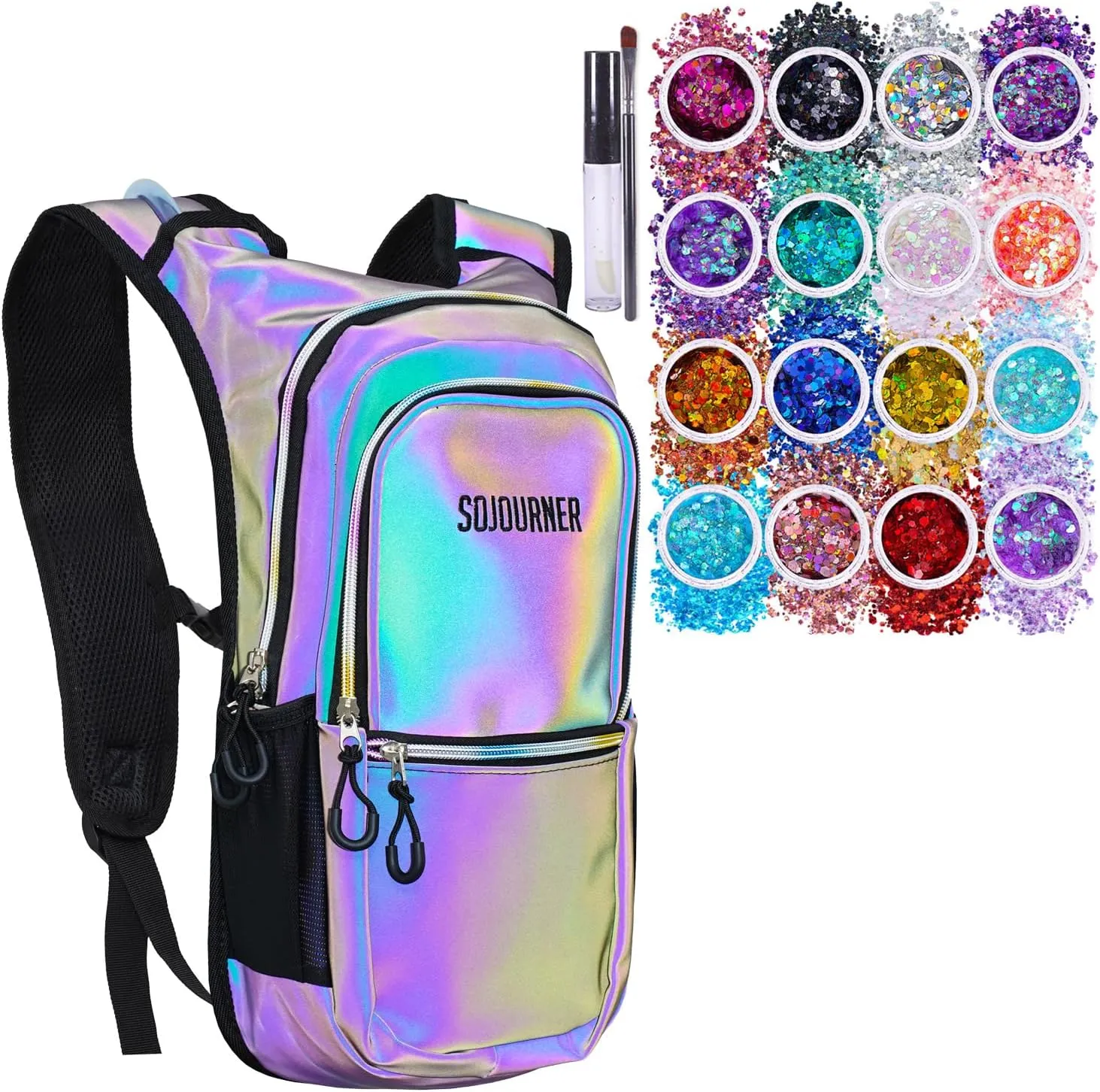 Medium Hydration Pack Luminous Green Bundle with 16 Pack Chunky Glitters