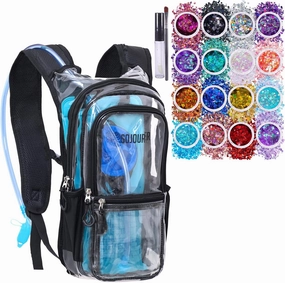 Medium Hydration Pack Clear Transparent Bundle with 16 Pack Chunky Glitters