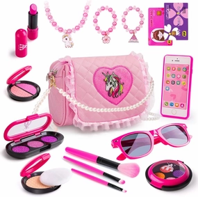 Meland Toys for Girls - Toddler Girls Gift Idea for Birthday Christmas, Pretend Makeup Kit for Girls with My First Purse Toy, Makeup for Kids Age 3-6 Year Old for Pretend Play